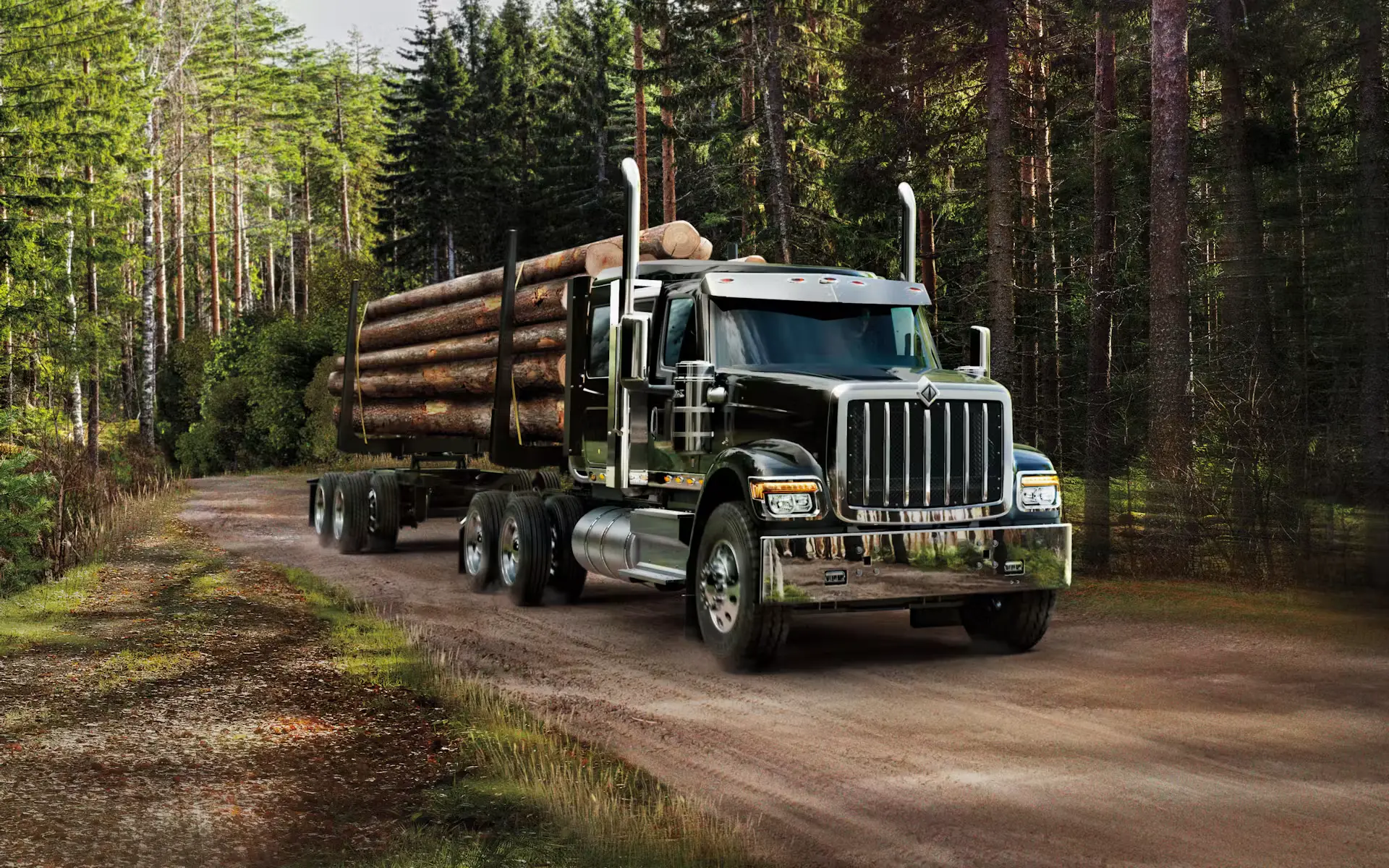 HX Series Logging Truck on Forest Road