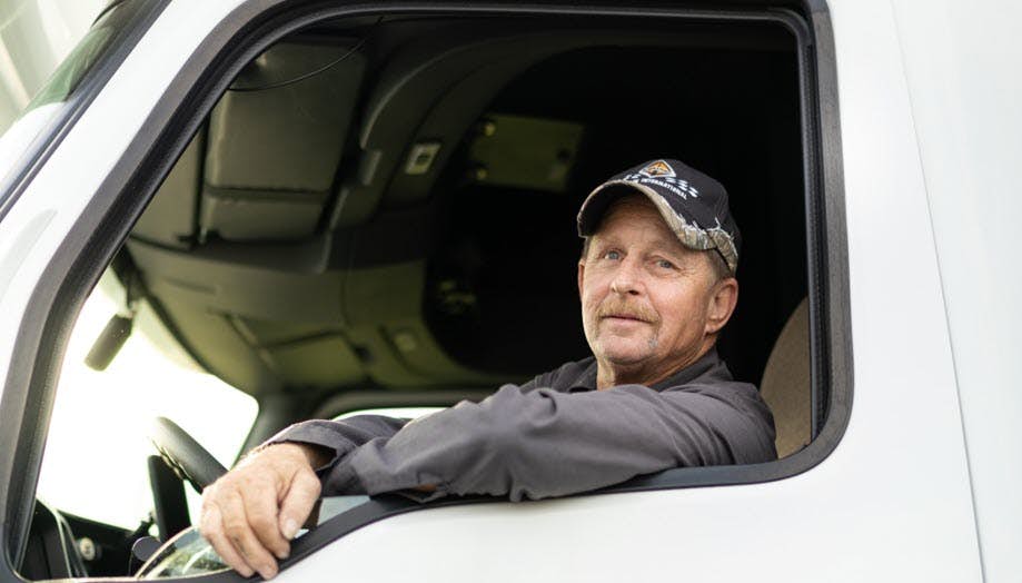 A person in a truck