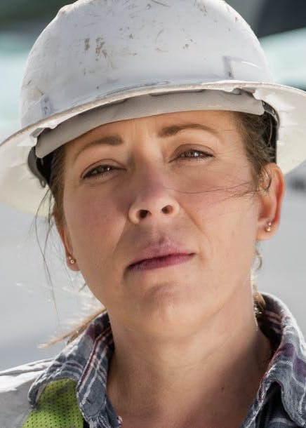 A person wearing a hard hat