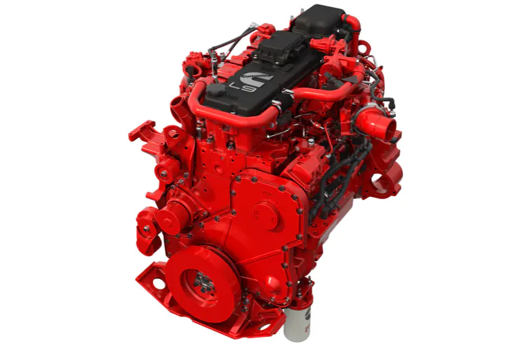 A red and black engine