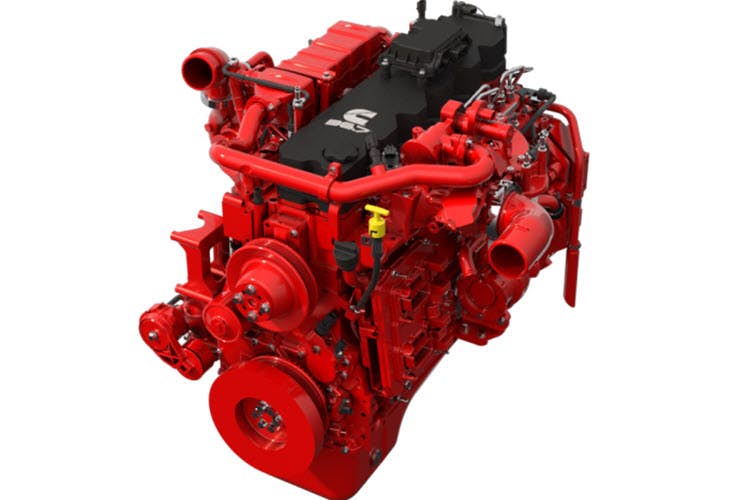 A red and black engine
